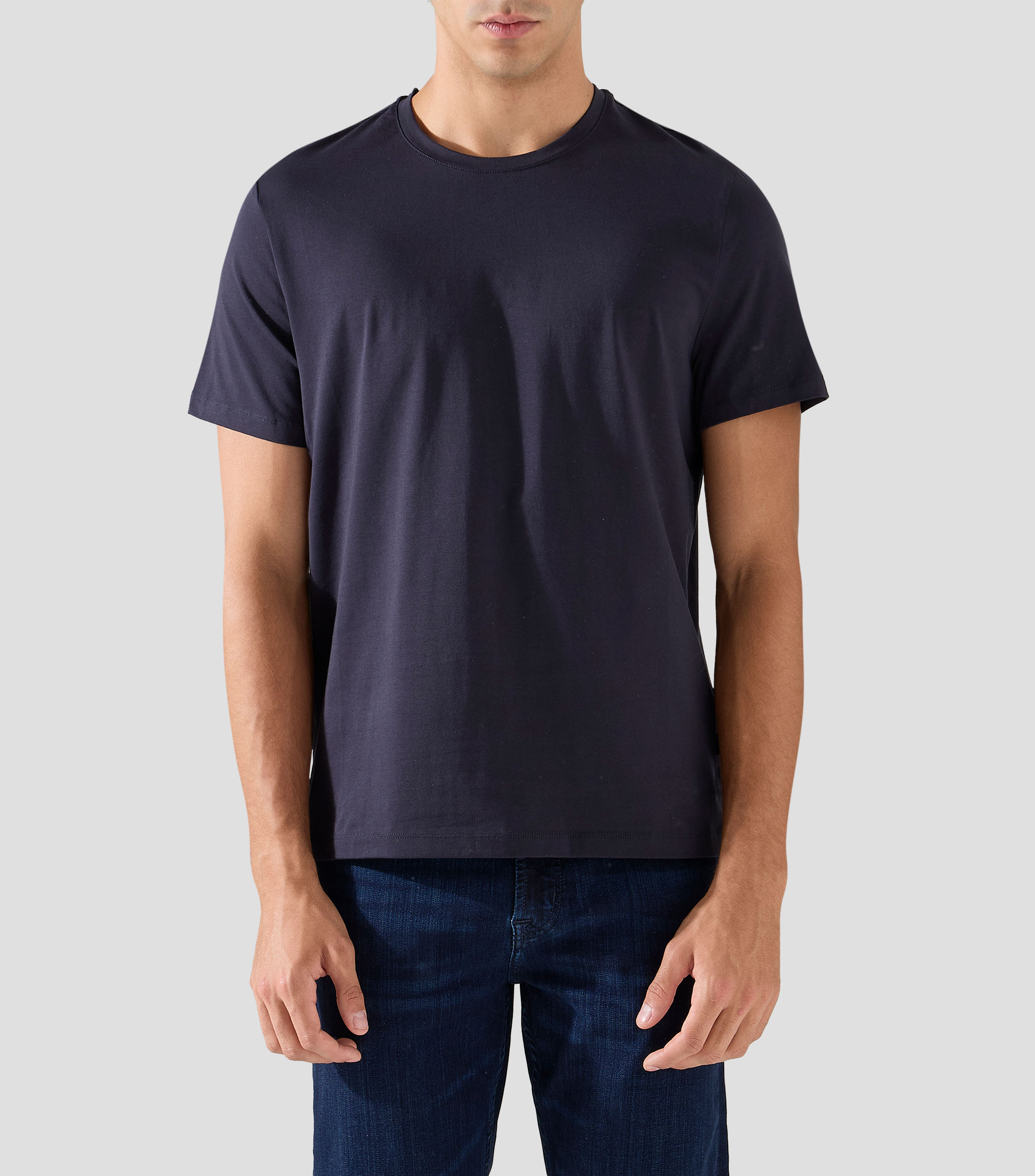 Playera de cuello redondo con manga corta lisa Hombre